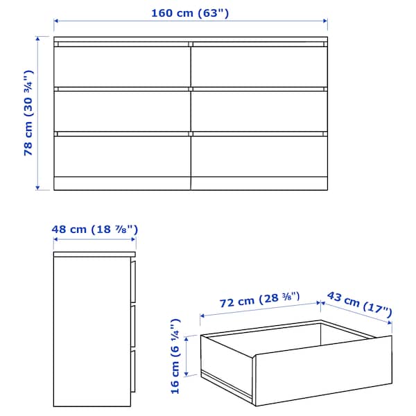 MALM Kommode mit 6 Schubladen, weiß, Verkauf