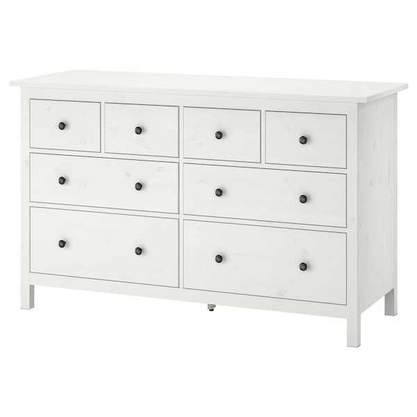 HEMNES Kommode mit 8 Schubladen, weiß gebeizt,