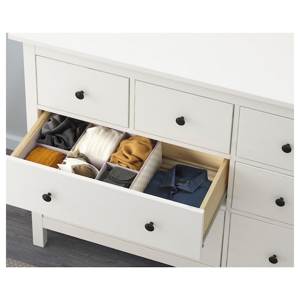 HEMNES Kommode mit 8 Schubladen, weiß gebeizt, im Angebot