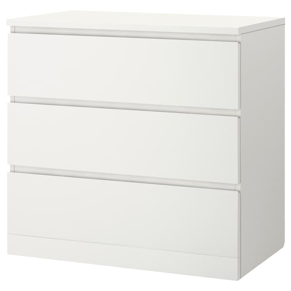 MALM Kommode mit 3 Schubladen, weiß,