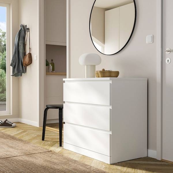 MALM Kommode mit 3 Schubladen, weiß, Günstiger Verkauf