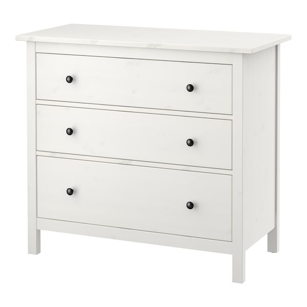 HEMNES Kommode mit 3 Schubladen, weiß gebeizt,