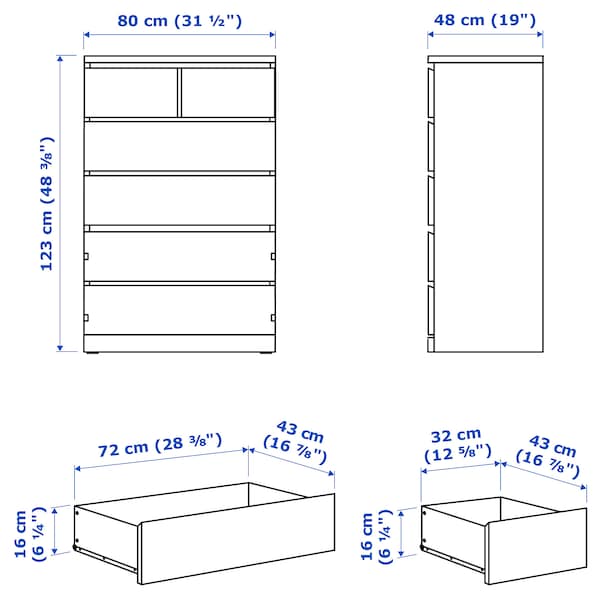 MALM Kommode mit 6 Schubladen, weiß, Blitzverkäufe
