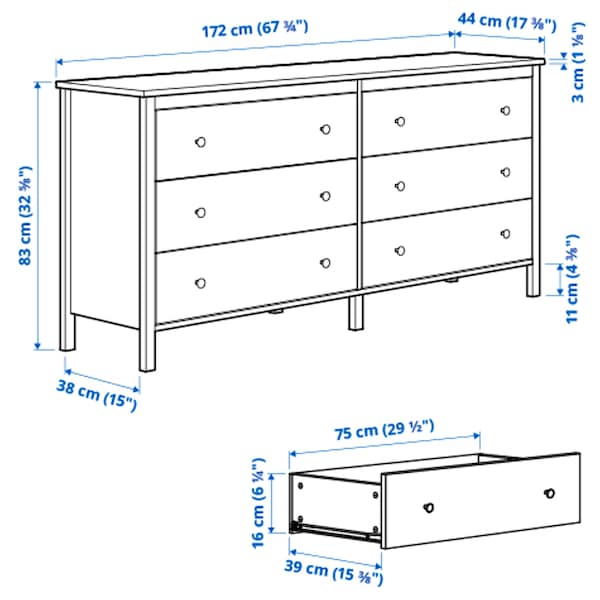 KOPPANG Kommode mit 6 Schubladen, weiß, Fabrik Onlineshop