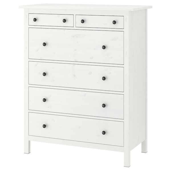 HEMNES Kommode mit 6 Schubladen, weiß gebeizt,