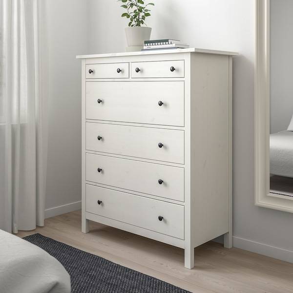HEMNES Kommode mit 6 Schubladen, weiß gebeizt, Fabrikpreis