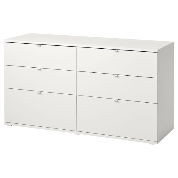 VIHALS Kommode mit 6 Schubladen, weiß/Verankerungs-/Entsperrfunktion,