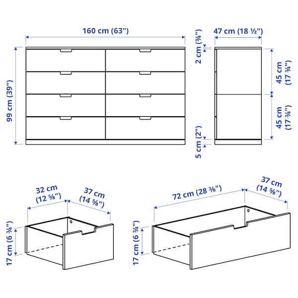 NORDLI Kommode mit 8 Schubladen, weiß, Begrenztes Angebot