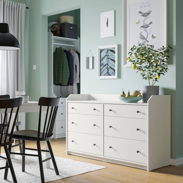 HAUGA Kommode mit 6 Schubladen, weiß, Online Shopping
