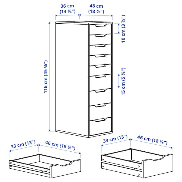 ALEX Schubladenelement, 9 Schubladen, weiß, Saisonschlussverkauf