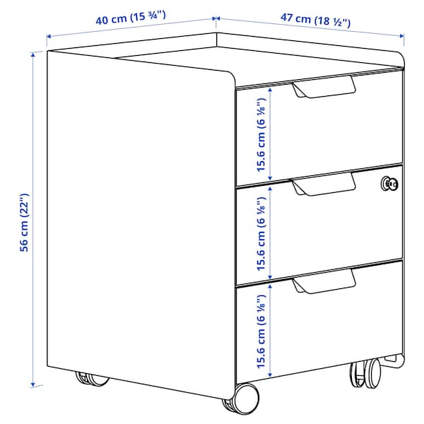 TROTTEN Rollcontainer mit 3 Schubladen, weiß Jubiläumsangebot