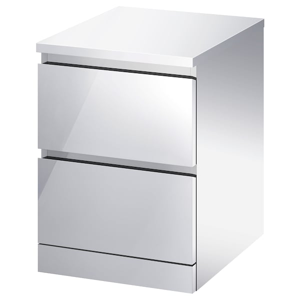 MALM Kommode mit 2 Schubladen, Spiegeleffekt,