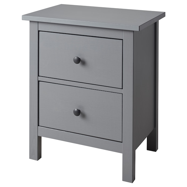 HEMNES Kommode mit 2 Schubladen, grau lasiert,