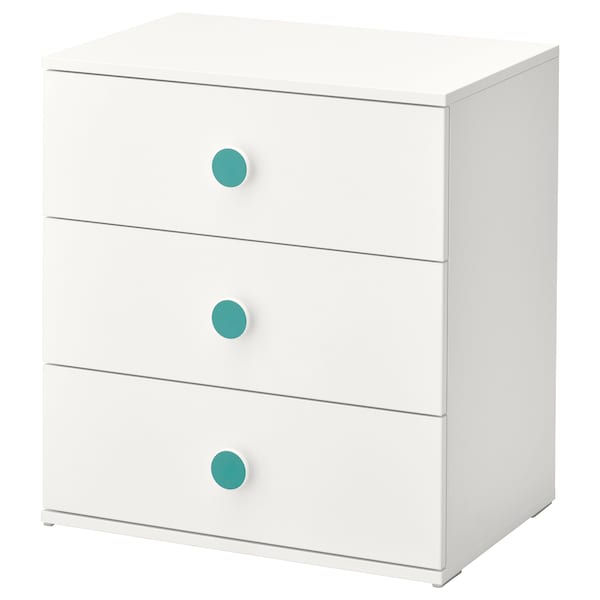 GODISHUS Kommode mit 3 Schubladen, weiß,