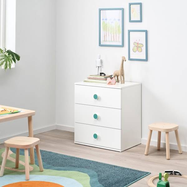 GODISHUS Kommode mit 3 Schubladen, weiß, Neueste Stile