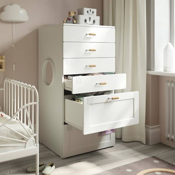 SMÅSTAD / PLATSA Kommode mit 6 Schubladen, weiß mit Rahmen, Discount Store für neue Produkte