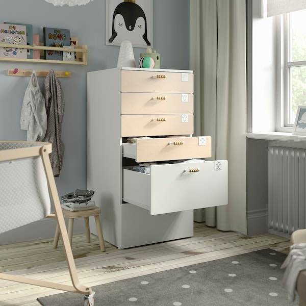 SMÅSTAD / PLATSA Kommode mit 6 Schubladen, weiß Birke/weiß, Super Rabatt
