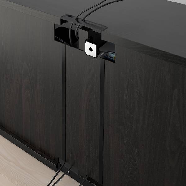 BESTÅ TV-Bank mit Türen und Schubladen, schwarzbraun/Hammarsmed/Stubbarp anthrazit, Flash Sale
