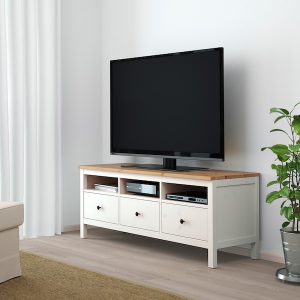 HEMNES TV-Bank, weiß gebeizt/hellbraun, Cyber Monday