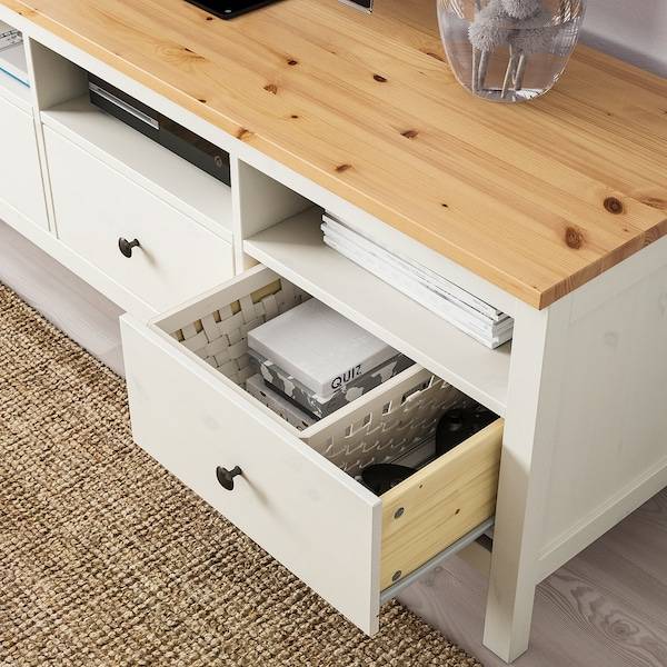HEMNES TV-Bank, weiß gebeizt/hellbraun, Cyber Monday
