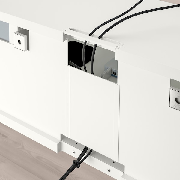 BESTÅ TV-Bank mit Türen, weiß/Hammarsmed beige, Online Outlet
