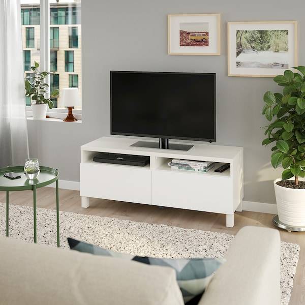 BESTÅ TV-Bank mit Schubladen, weiß/Lappviken/Stubbarp weiß, Zeitlich begrenztes Angebot