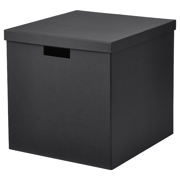 TJENA Kasten mit Deckel, schwarz,