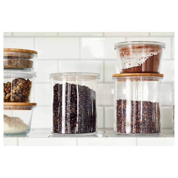 IKEA 365+ Dose mit Deckel, Glas/Bambus, Discount Store für neue Produkte