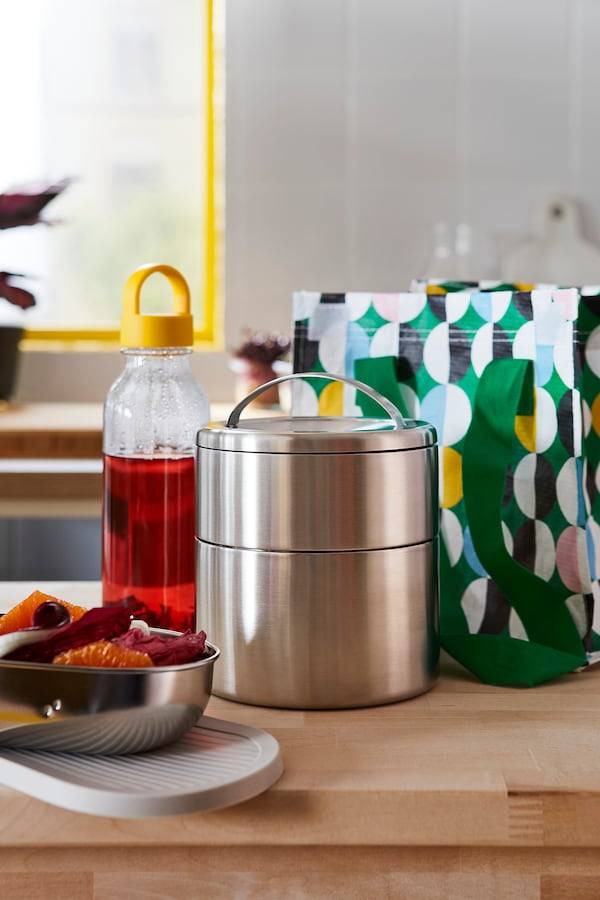 FÖRSKAFFA Lunchbox, isoliert, 2 Ebenen, Edelstahl Clearance-Verkauf