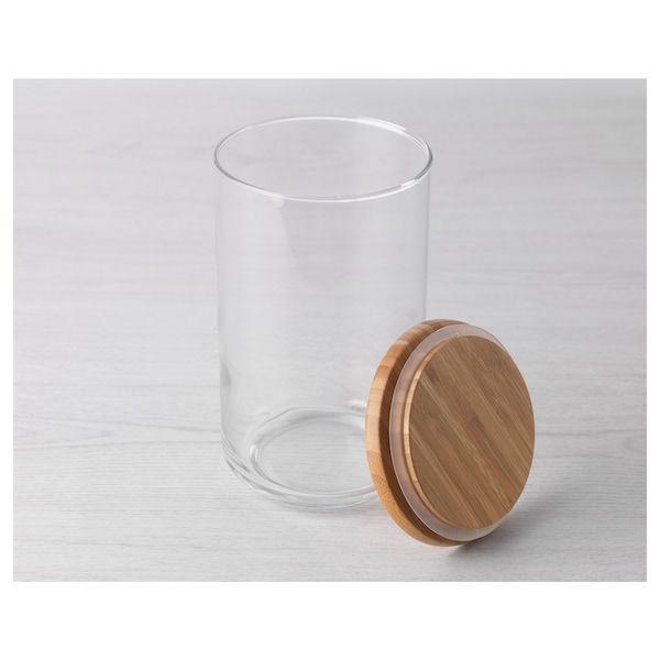 EKLATANT Dose mit Deckel, Klarglas/Bambus, Verkauf