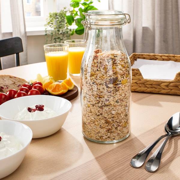KORKEN Dose mit Deckel flaschenförmig, Klarglas, im Angebot