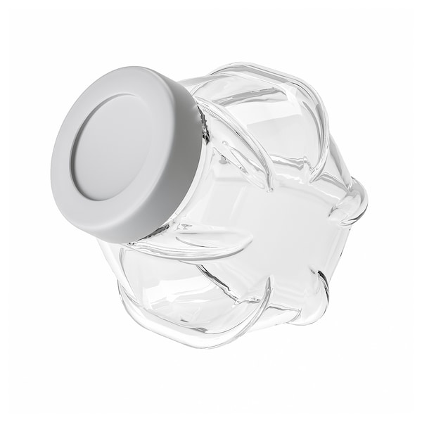 FÖRVAR Dose mit Deckel, Glas/aluminiumfarben,