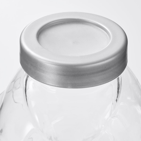 FÖRVAR Dose mit Deckel, Glas/aluminiumfarben, Günstiger Verkauf