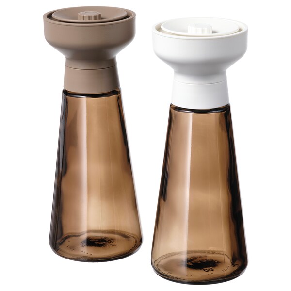 HALVTOM Gewürzmühle, Glas/braun,