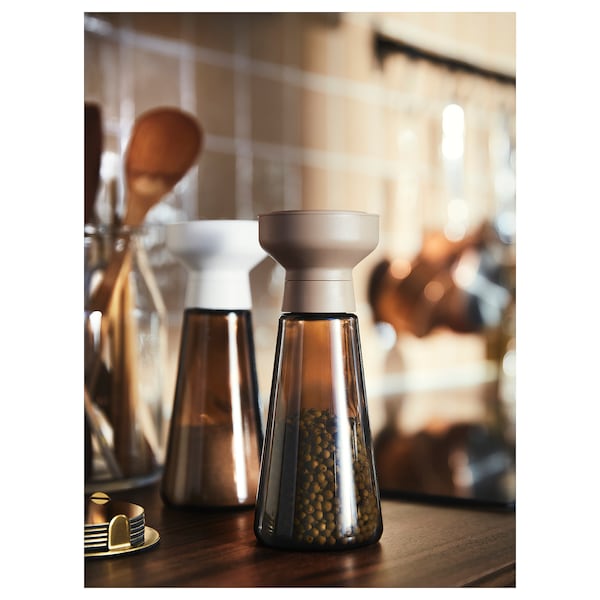 HALVTOM Gewürzmühle, Glas/braun, Top Angebot