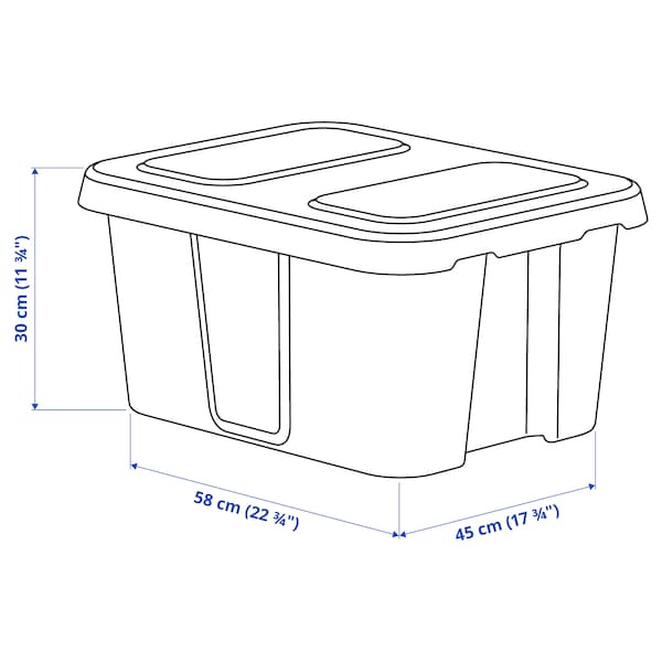 KLÄMTARE Box mit Deckel innen/außen, dunkelgrau, Lagerräumung