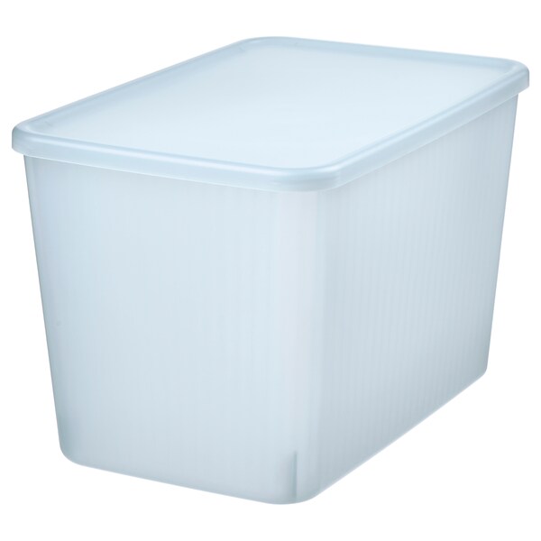 RYKTA Box mit Deckel, transparent graublau,