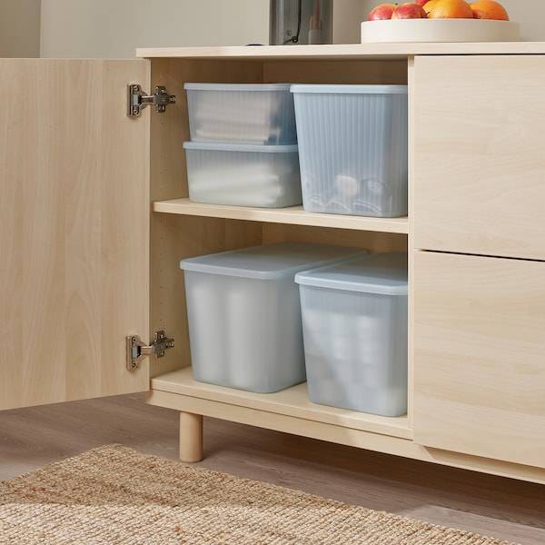 RYKTA Box mit Deckel, transparent graublau, Online Outlet