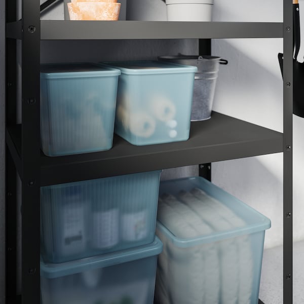 RYKTA Box mit Deckel, transparent graublau, Online Outlet