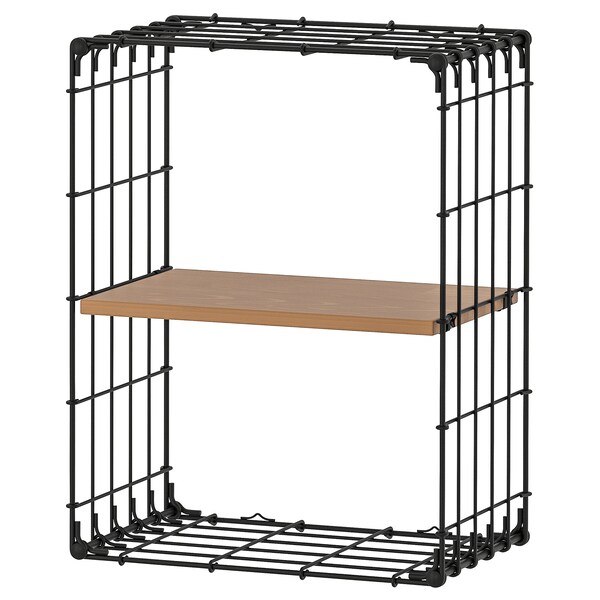 GULLHULT Wandregal, schwarz/Kiefer antikfarben,