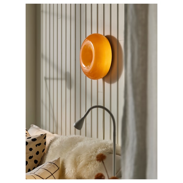 VARMBLIXT Tisch-/Wandleuchte, LED, orange Glas/rund, Bis zu 65% Rabatt