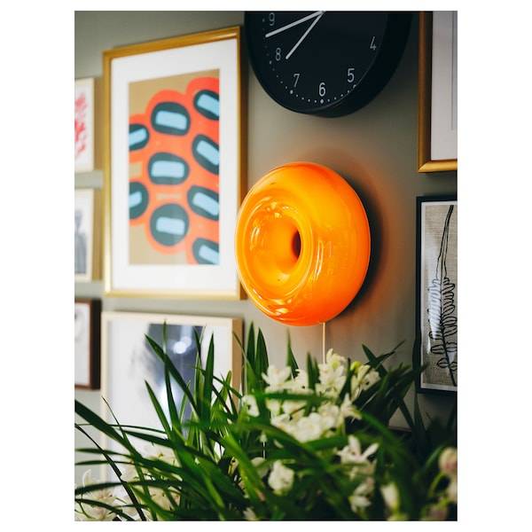 VARMBLIXT Tisch-/Wandleuchte, LED, orange Glas/rund, Bis zu 65% Rabatt