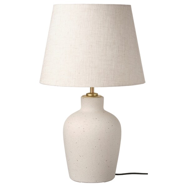 BLIDVÄDER Tischleuchte, elfenbeinweiß Keramik/beige,