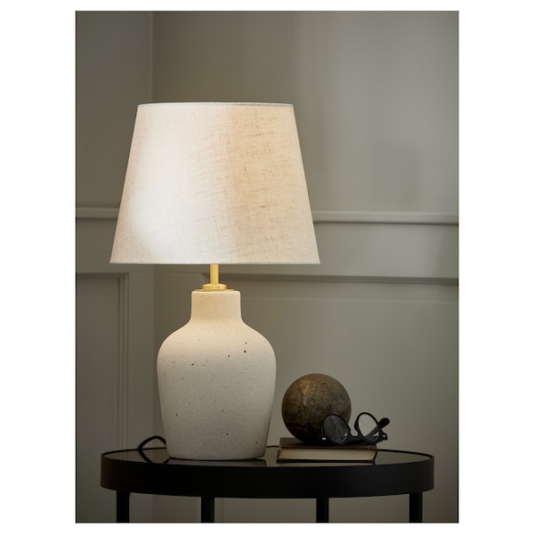 BLIDVÄDER Tischleuchte, elfenbeinweiß Keramik/beige, Sonderangebot der Fabrik