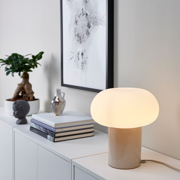 DEJSA Tischleuchte, beige/opalweiß Glas, Nur noch ein Tag übrig