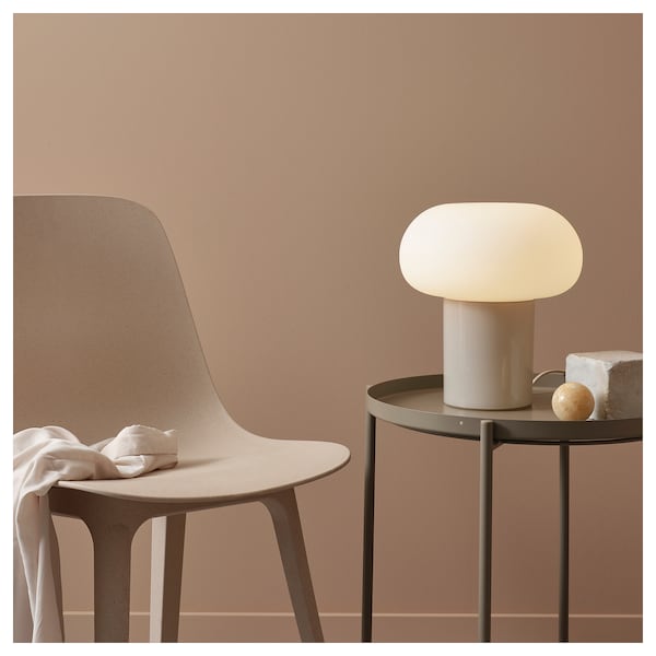 DEJSA Tischleuchte, beige/opalweiß Glas, Nur noch ein Tag übrig