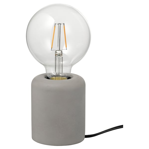 RÅSEGEL / LUNNOM Tischleuchte + LED-Leuchtmittel, rund klar