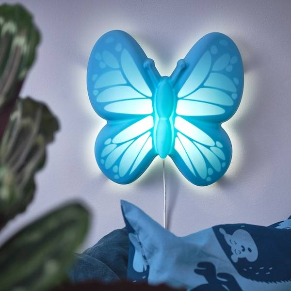 UPPLYST Wandleuchte, LED, Schmetterling hellblau Saisonschlussverkauf
