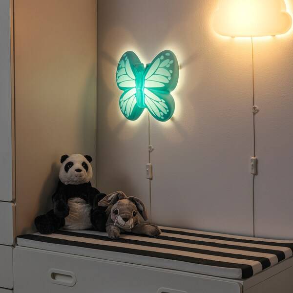 UPPLYST Wandleuchte, LED, Schmetterling hellblau Saisonschlussverkauf
