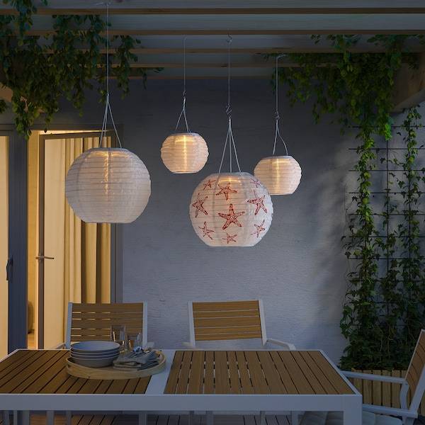 SOLVINDEN Solarhängeleuchte, LED, für draußen rund/rot Stern, Tägliche Deals